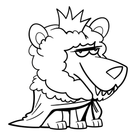 Lion king cartoon black and white clipart