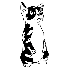 Cat cartoon black and white clipart