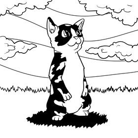 Cat cartoon black and white vector