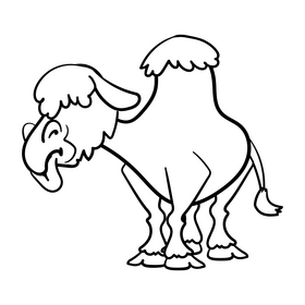 Camel cartoon black and white clipart
