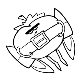 Tomato cartoon black and white clipart