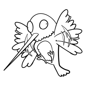 Hummingbird cartoon black and white clipart