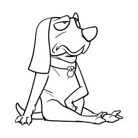 Dog cartoon black and white clipart