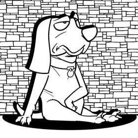Dog cartoon black and white vector