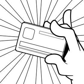 Credit card cartoon black and white vector
