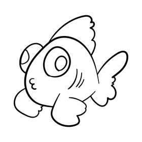 Goldfish cartoon black and white clipart