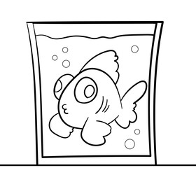 Goldfish cartoon black and white vector