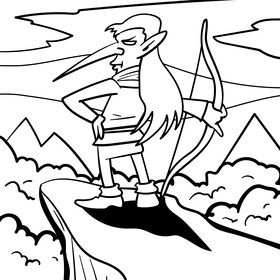 Elf cartoon black and white vector