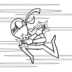 Ninja cartoon black and white vector