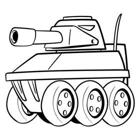 Tank cartoon black and white clipart