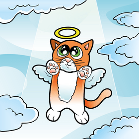 Cat angel cartoon vector