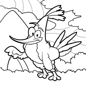 Angry Birds cartoon drawing black and white vector