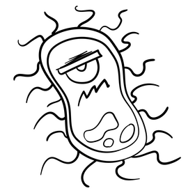 Bacteria cartoon black and white clipart