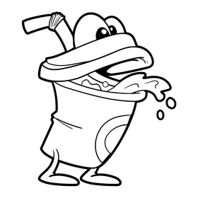 Coca Cola cartoon black and white clipart