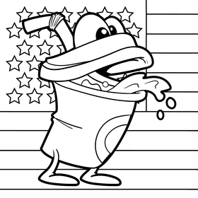 Coca Cola cartoon drawing black and white vector