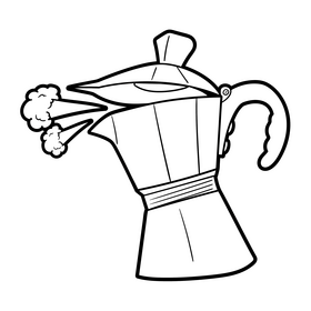 Coffee cartoon black and white clipart