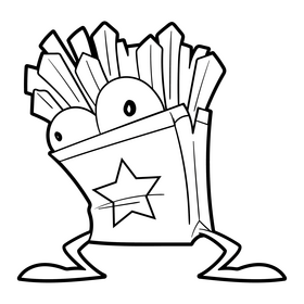 Chips cartoon black and white clipart