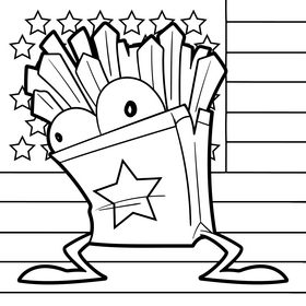 Chips cartoon drawing black and white vector