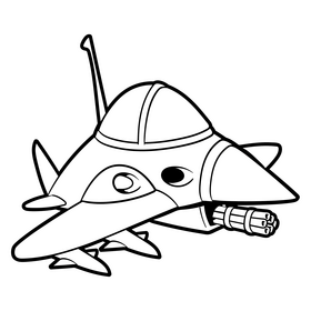 Fighter jet cartoon black and white clipart