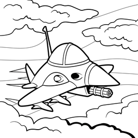 Fighter jet cartoon drawing black and white vector