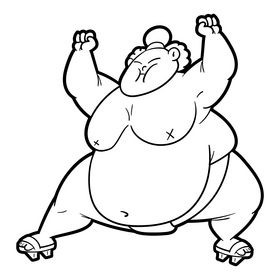 Sumo cartoon black and white clipart