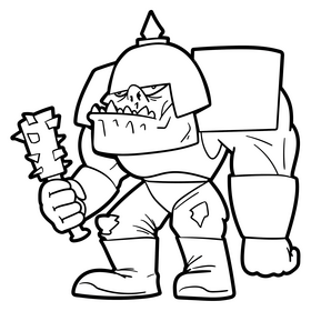 Orc cartoon black and white clipart