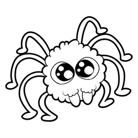 Spider cartoon black and white clipart