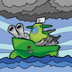 Battleship cartoon vector