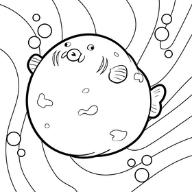 Pufferfish cartoon drawing black and white vector