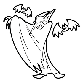 Vampire cartoon black and white clipart