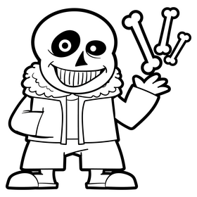 Undertale cartoon black and white clipart