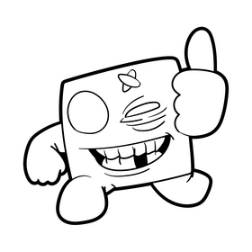 Super Meat Boy cartoon black and white clipart