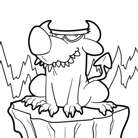 Dog devil cartoon drawing black and white vector