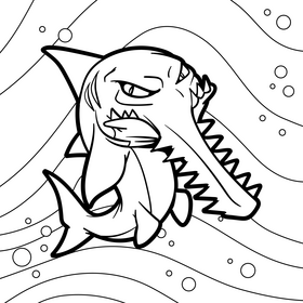 Saw shark cartoon drawing black and white vector