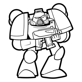 Space Marine cartoon black and white clipart