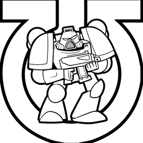 Space Marine cartoon drawing black and white vector