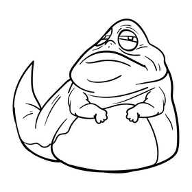 Jabba the Hutt cartoon black and white clipart