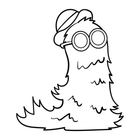 Cousin Itt cartoon black and white clipart
