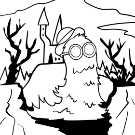 Cousin Itt cartoon drawing black and white vector