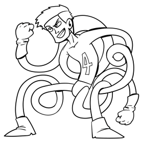 Elastic man superhero cartoon black and white clipart