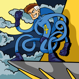 Elastic man superhero cartoon vector