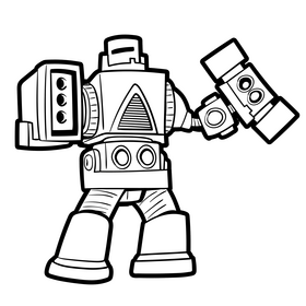 Mega Zord cartoon black and white clipart