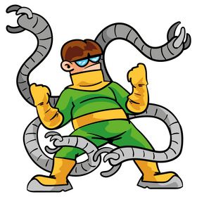 Doctor octopus superhero cartoon clipart