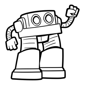 Blue Zord cartoon black and white clipart