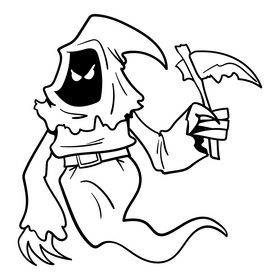 Fantasy ghost cartoon black and white clipart