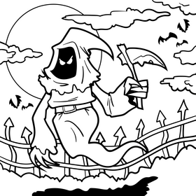 Fantasy ghost cartoon drawing black and white vector