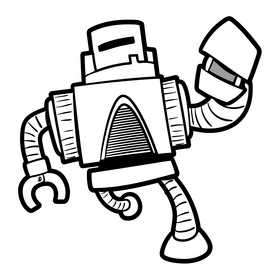 Red Zord cartoon black and white clipart