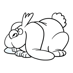 Rabbit cartoon black and white clipart