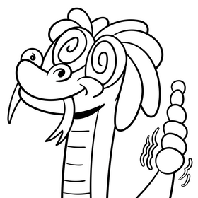 Snake cartoon black and white clipart
