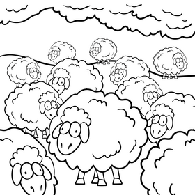 Sheep cartoon drawing black and white vector